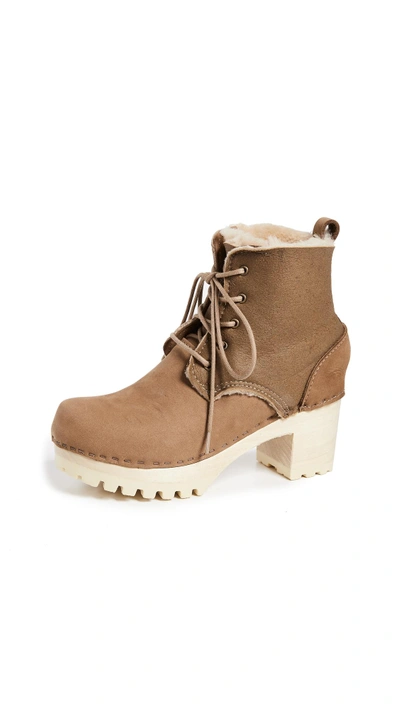Shop No.6 Lander Lace Up Shearling Boots In Honey