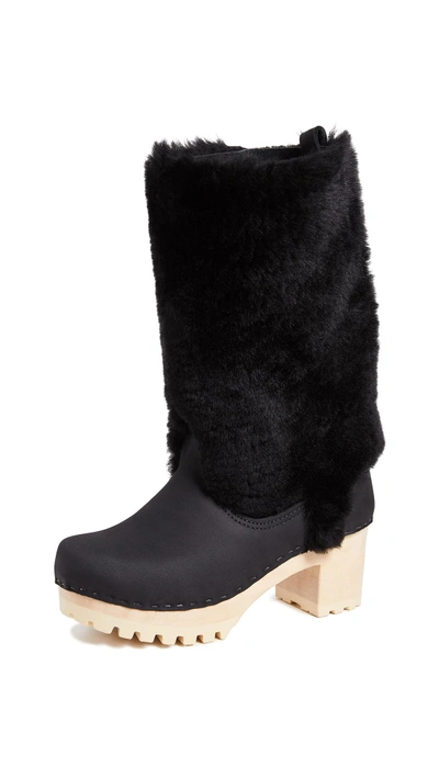 Shop No.6 Alpha Shearling Boots In Midnight/black
