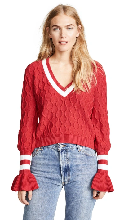 Shop The Fifth Label Graduate Sweater In Berry/white