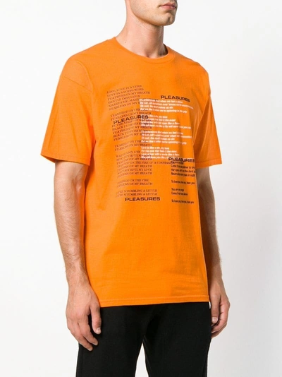 Shop Pleasures Lyrics Print T-shirt - Yellow & Orange
