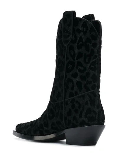 Shop Dolce & Gabbana Leopard Print Cowboy Boots In Black