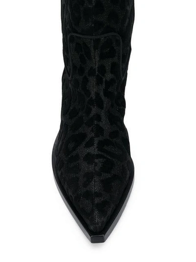 Shop Dolce & Gabbana Leopard Print Cowboy Boots In Black