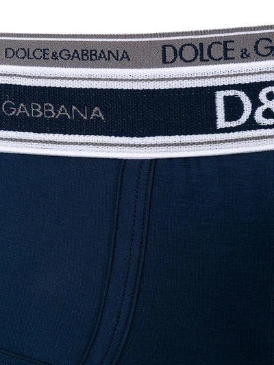 Shop Dolce & Gabbana Logo Double Waistband Briefs In Blue