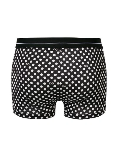 Shop Dolce & Gabbana Underwear Polka Dot Branded Boxers - Black
