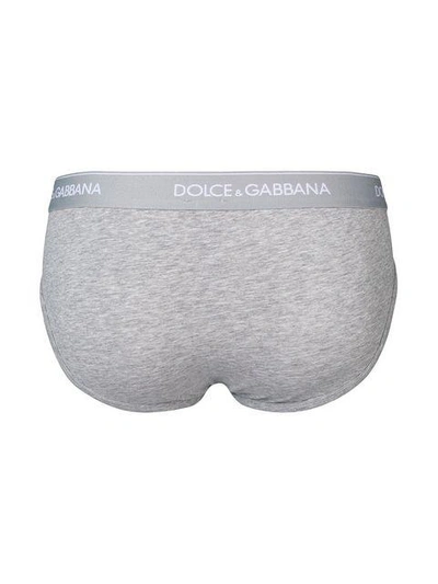 Shop Dolce & Gabbana Logo Elasticated Waistband Briefs In Grey