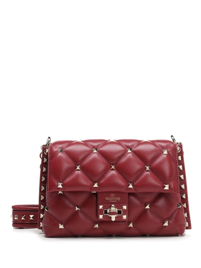 Shop Valentino Garavani Candystud Medium Shoulder Bag In Red