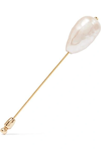 Shop Beaufille Gold-plated Faux Pearl Brooch