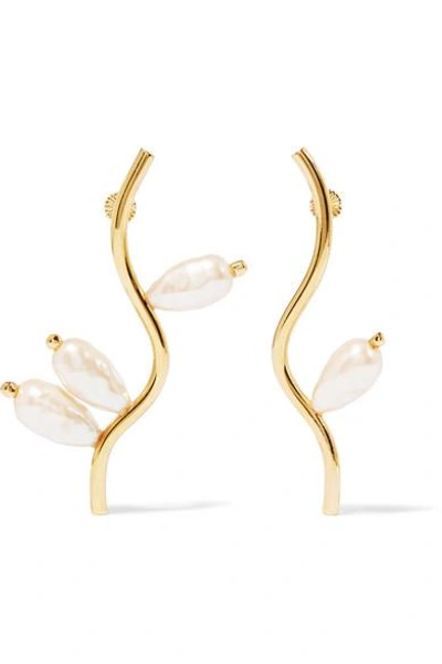 Shop Beaufille Branch Gold-plated Faux Pearl Earrings