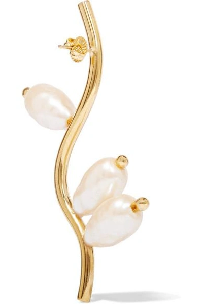 Shop Beaufille Branch Gold-plated Faux Pearl Earrings