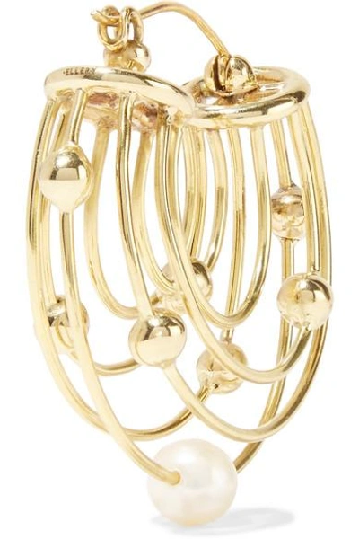 Shop Ellery Classical Scaffolding Gold-plated Pearl Hoop Earrings