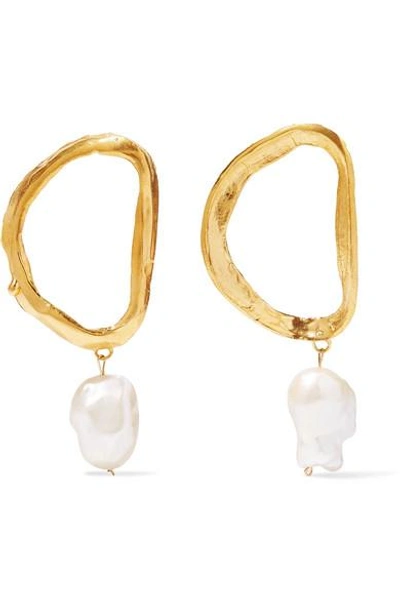 Shop Alighieri Dante's Shadow Gold-plated Pearl Earrings