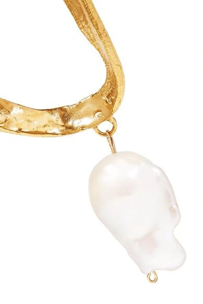 Shop Alighieri Dante's Shadow Gold-plated Pearl Earrings