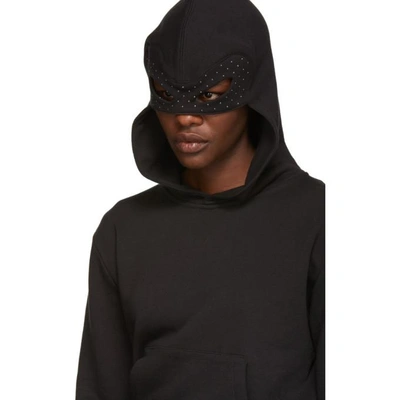 Shop Saint Laurent Black Stud Mask Hoodie In 1081 Black