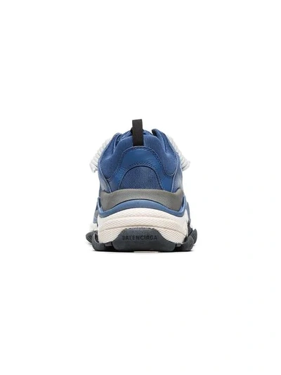 Shop Balenciaga Blue And White Triple S Leather Sneakers
