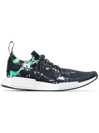 black, green and white NMD_R1 marble primeknit sneakers