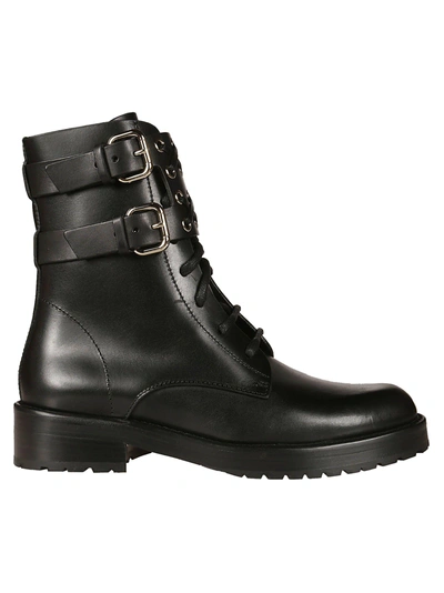 Shop Red Valentino Buckled Lace-up Boots In Black
