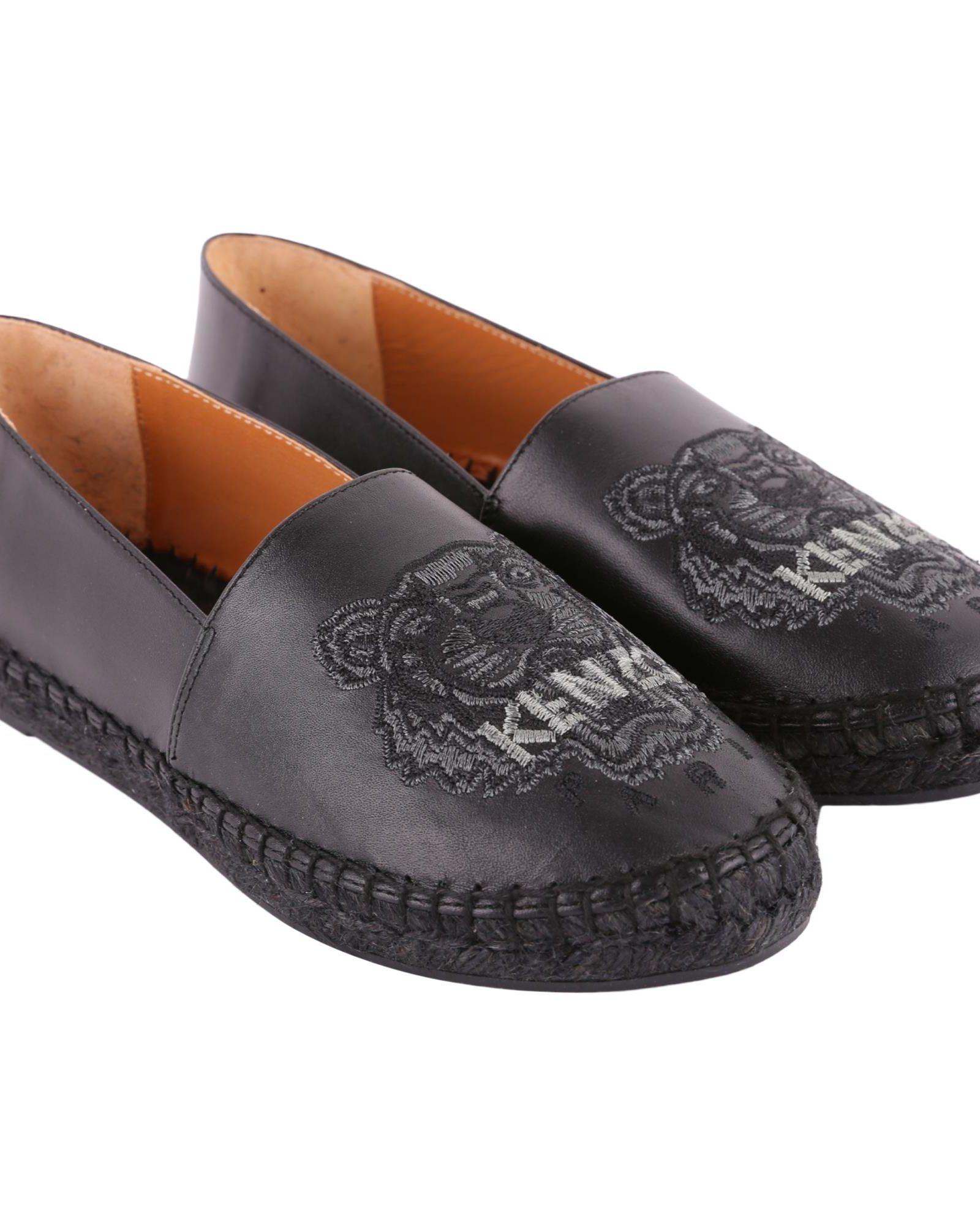 kenzo black leather espadrilles