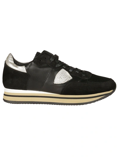 Shop Philippe Model Platform Sole Sneakers In Black/silver