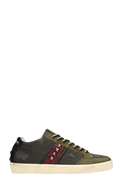 Shop Leather Crown Green Leather And Fabric Sneakers
