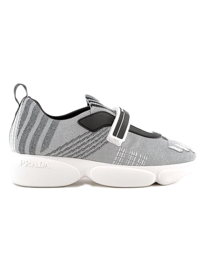 Shop Prada Cloudbust Slip-on Sneakers In N Argento+bianco