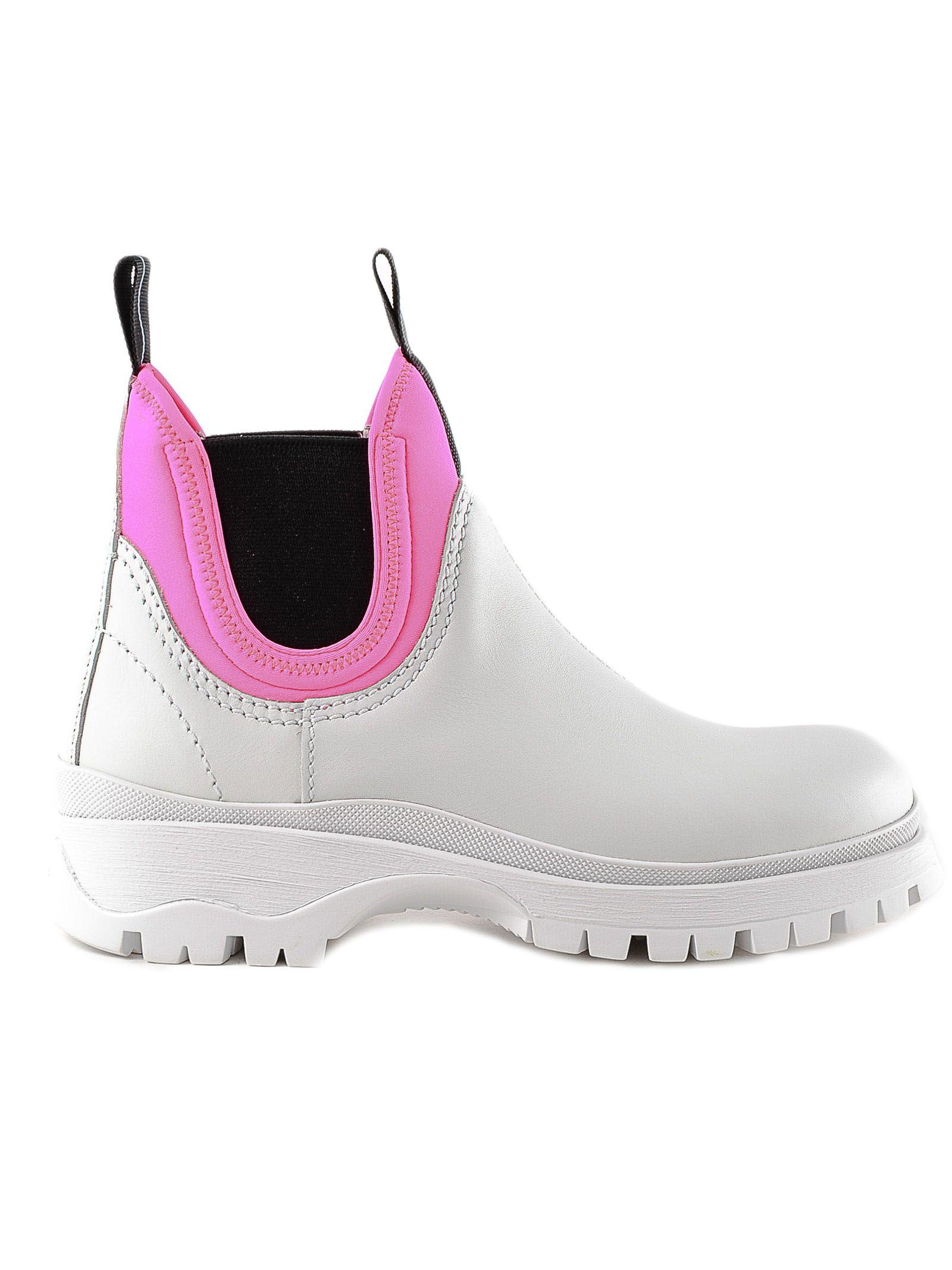 prada white and pink boots