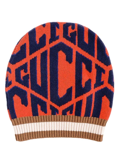 Shop Gucci Fitted Logo Beanie In Wine