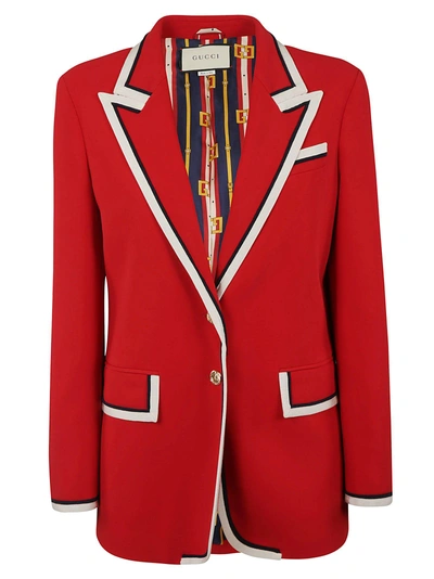 Shop Gucci Single Breasted Blazer In Red