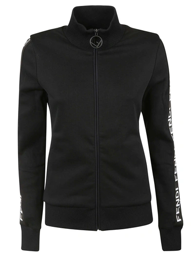 Shop Fendi Logo Track Jacket In Black