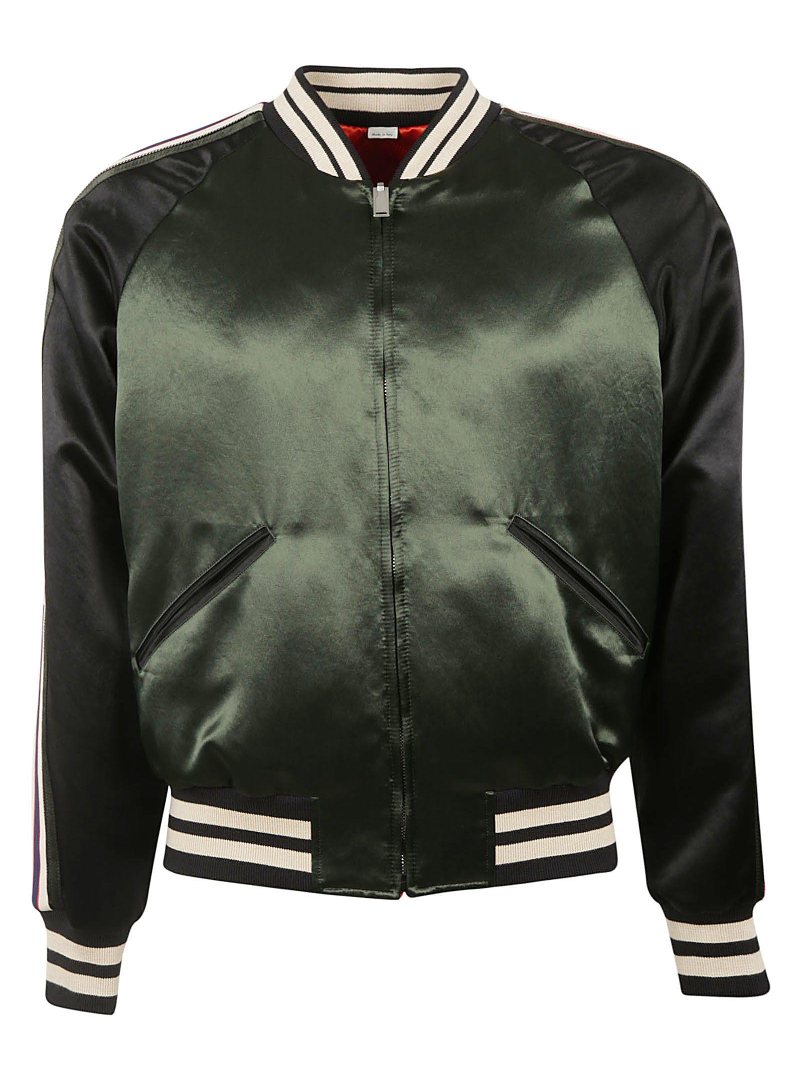 gucci stripe reversible acetate bomber