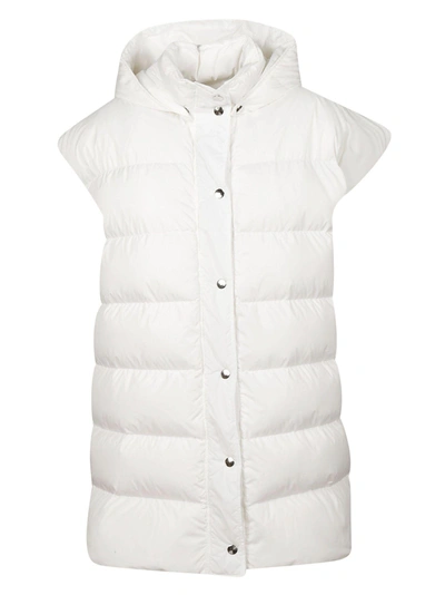 Shop Msgm Hooded Button Padded Gilet In White