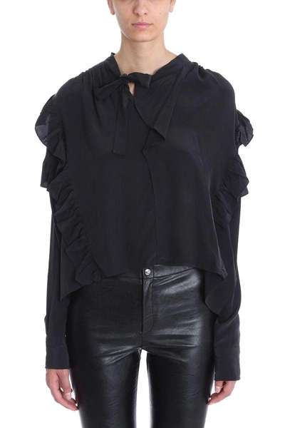 Shop Isabel Marant Libel Black Silk Blouse