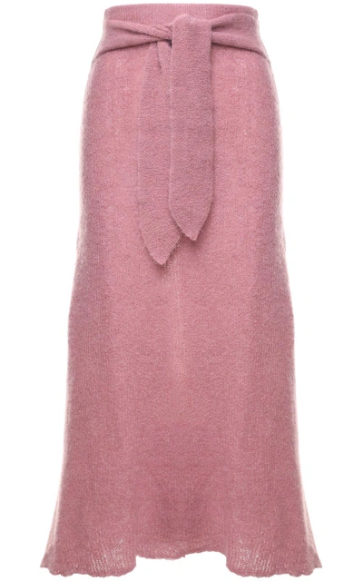Shop Nanushka Seda Alpaca And Mohair-blend Midi Skirt In Rosa