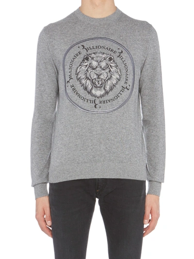Shop Billionaire 'lion' Sweater In Grey
