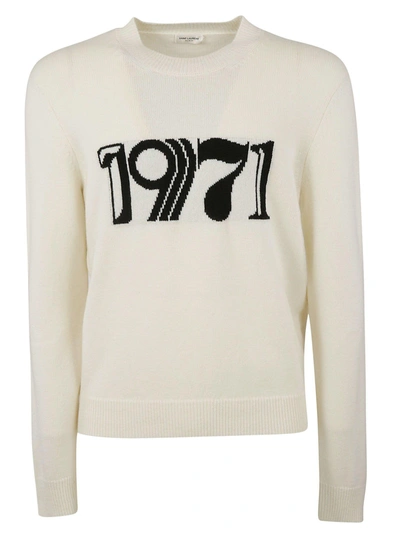 Shop Saint Laurent 1971 Intarsia Sweater In White