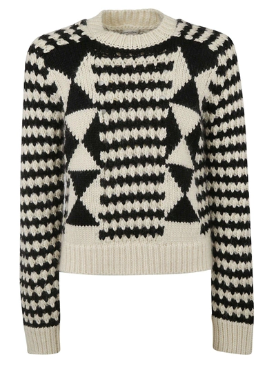 Shop Saint Laurent Knitted Sweater In Multicolor