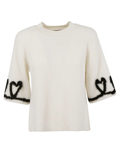 Shop Fendi Ribbed Knitted Top In White