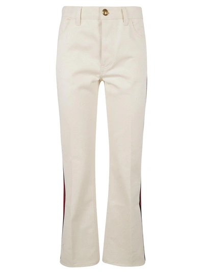 Shop Gucci Denim Flared Trousers In White