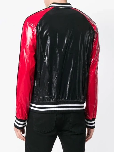 Shop Balmain Zipped Up Bomber Jacket - Black