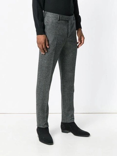 Shop Saint Laurent Tailored Fitted Trousers - Black