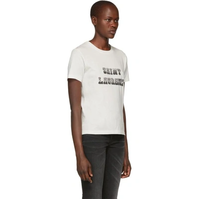 Shop Saint Laurent White Western Logo T-shirt In 9766 Natura