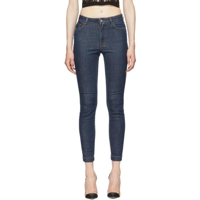 Shop Dolce & Gabbana Dolce And Gabbana Blue Queen Skinny Jeans In B0665 Blue