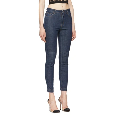 Shop Dolce & Gabbana Dolce And Gabbana Blue Queen Skinny Jeans In B0665 Blue