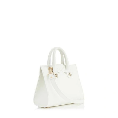 Shop Jimmy Choo Riley/s Red Grainy Calf Leather Mini Tote Bag In White