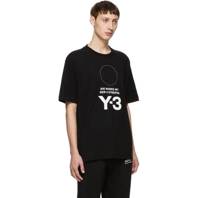 Shop Y-3 Black Stacked Logo T-shirt In Blkcorwht