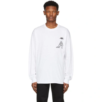 Shop Toga Virilis White Print Long Sleeve T-shirt In 01/white