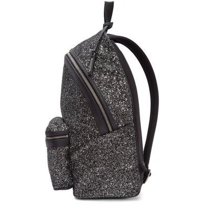 Shop Saint Laurent Black And Silver Glitter City Backpack In 1286 Black