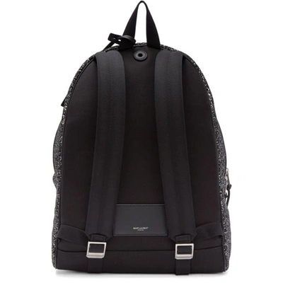 Shop Saint Laurent Black And Silver Glitter City Backpack In 1286 Black