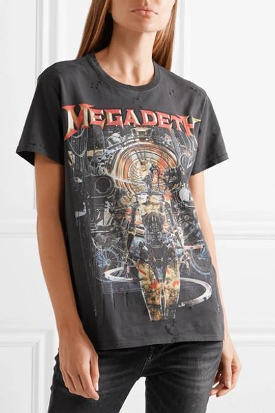Shop R13 Megadeth Distressed Printed Cotton-jersey T-shirt In Black