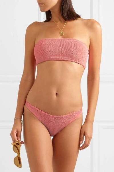 Shop Hunza G Gabrielle Seersucker Bandeau Bikini In Blush