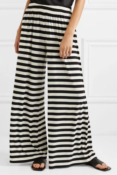 Shop Norma Kamali Elephant Striped Wide-leg Stretch-jersey Pants In Black